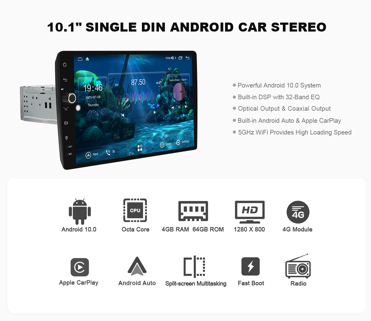 10.1 inch Android 10 head unit